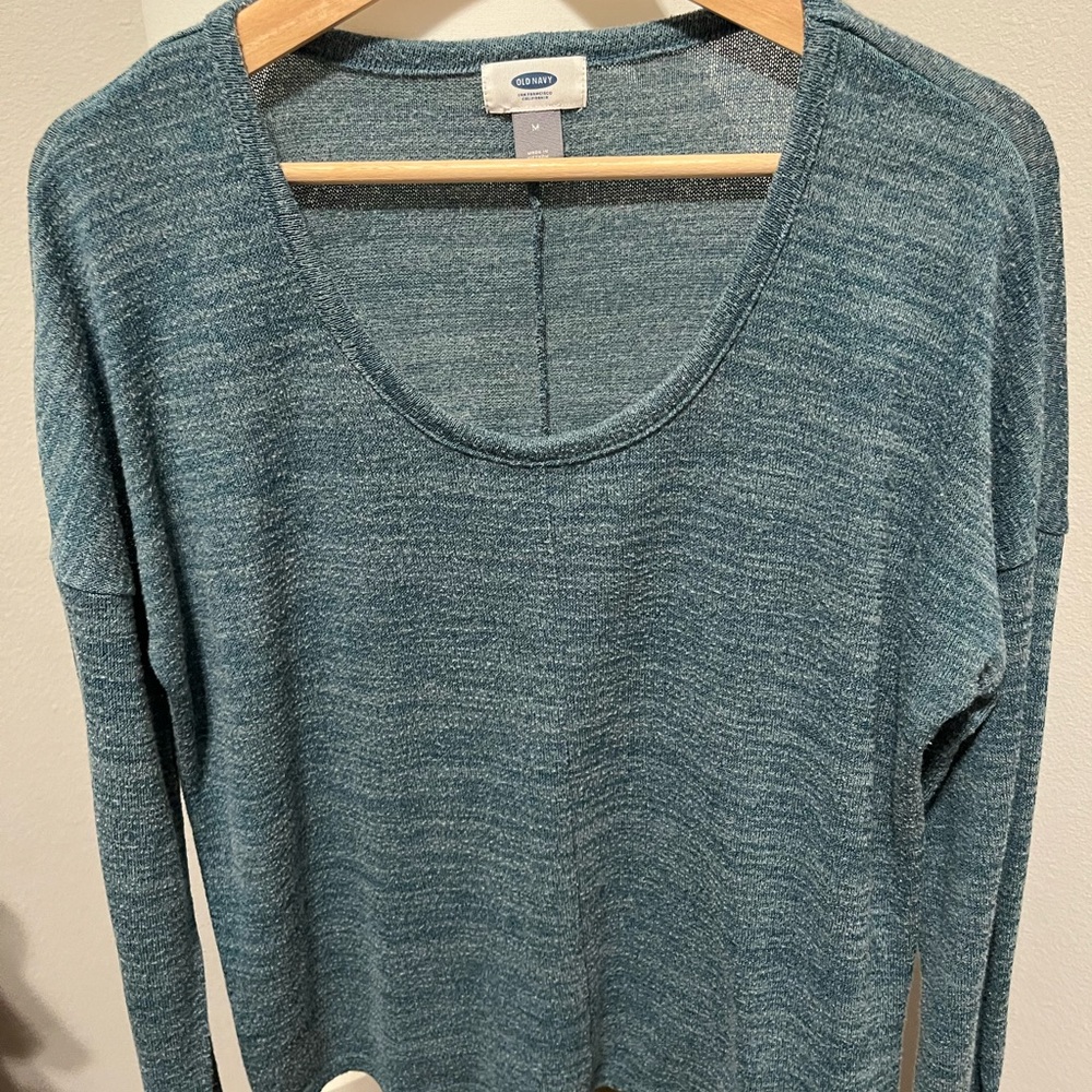 Old Navy Teal Scoop Neck Lightweight Knit Sweater